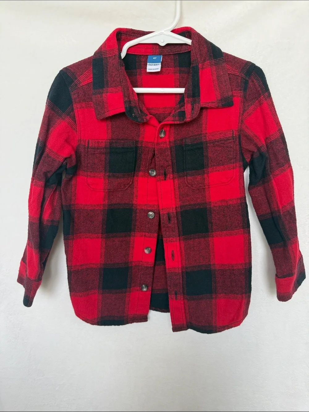 Old Navy Red and Black Plaid Button-Down Shirt